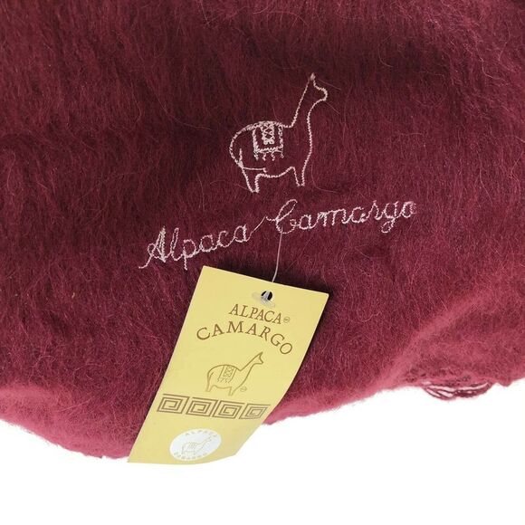 Alpaca CAMARGO Burgundy Fringe Scarf Made In Peru NEW!! - Picture 2 of 2